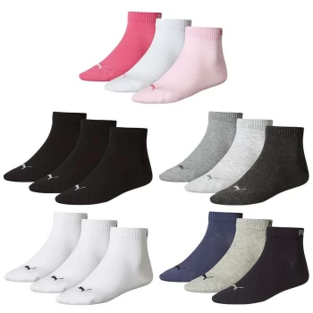 Image of Puma - Quarter Training Socks (3 Pairs) - 6-8 - Pink