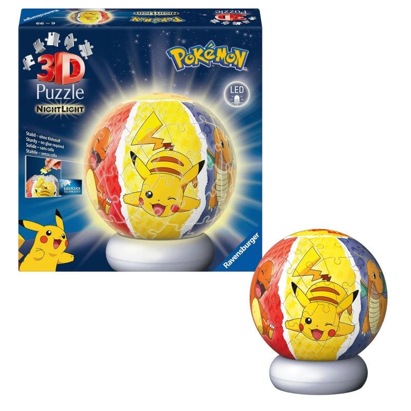 Image of Ravensburger Pokemon 72 Piece Nightlight Puzzle - Interactive Glow-in-the-Dark Puzzle Toy for Kids & Collectors