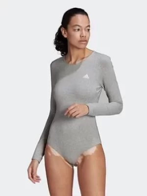 Image of adidas Essentials Studio Bodysuit, Grey, Size L, Women