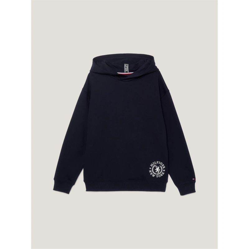 Image of Tommy Hilfiger Crest Logo Hoodie - Blue Blue One Size