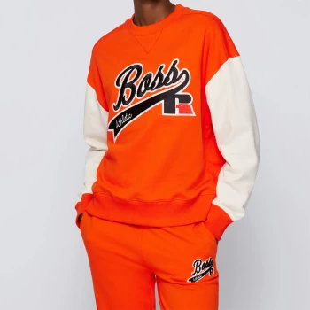 Image of Hugo Boss X Russell Athletic Logo Eraisa Sweatshirt Bright Orange Size S Women