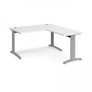 Image of TR10 desk 1400mm x 800mm with 800mm return desk - silver frame and