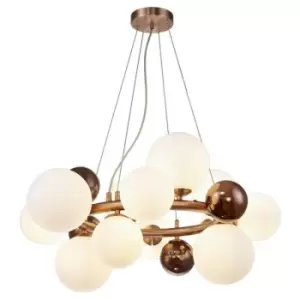 Image of Luminosa Circular Pendant, 12 x G9, Copper, Opal, Copper Glass