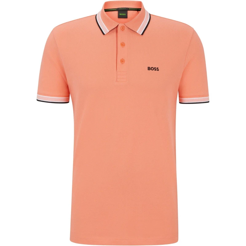 Image of Boss Mens HBG Paddy Polo Shirt with Contrast Tipping Open Red male 2XL