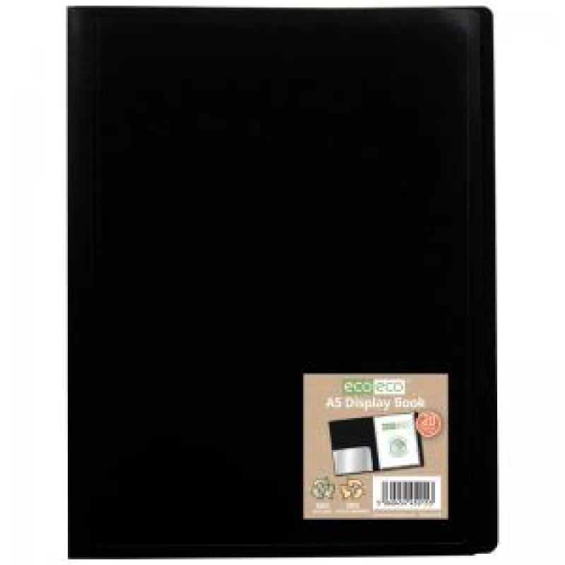 Image of Eco Eco 100% Recycled Flexicover Display Book 20 Pockets A5 Black eco015-S
