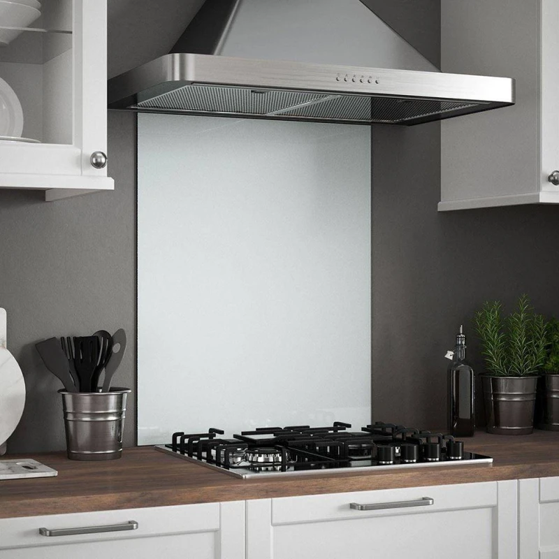 Image of Splashback White Mist Toughened Glass Kitchen s 600mm x 750mm x 6mm White Unisex