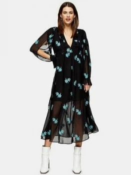 Image of Topshop Idol Embelished Floral Midaxi Dress - Black