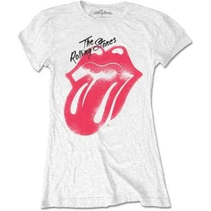 Image of The Rolling Stones - Spray Tongue Womens XX-Large T-Shirt - White
