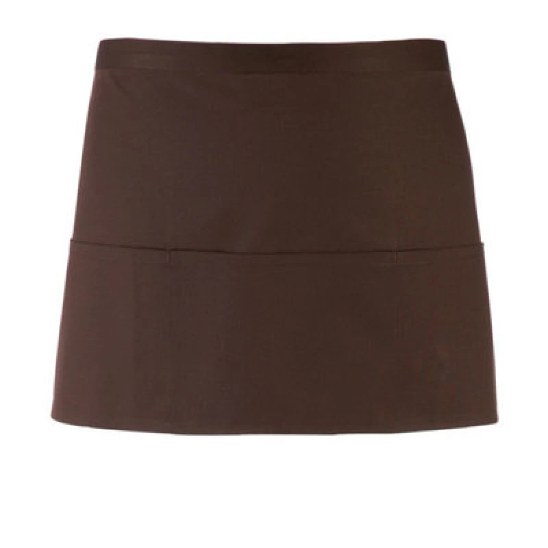 Image of Premier Premier Colours 3 Pocket Short Apron in Brown Brown One Size Unisex 5063470681167
