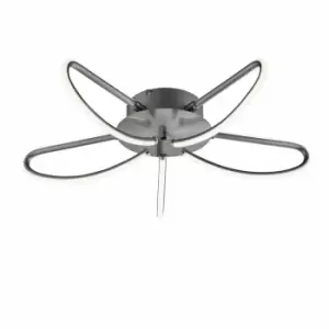 Image of Nielsen Fiasta 49Cm Modern Integrated 5 Way LED Ceiling Light - A Contemporary Star Design Satin Silver Flush Ceiling