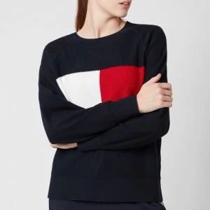 Image of Tommy Hilfiger Womens Textured Flag Jumper - Desert Sky - L