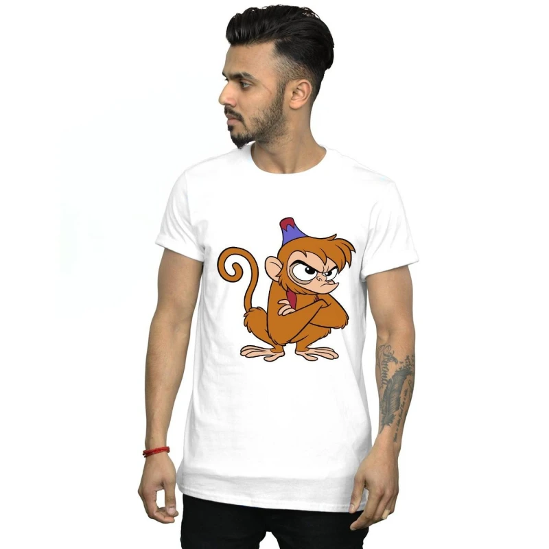 Image of Disney Men Aladdin Angry Abu T-Shirt in White Size: Small White S Male 5059568048349