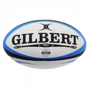 Image of Gilbert Omega Rugby Ball - White/Blue