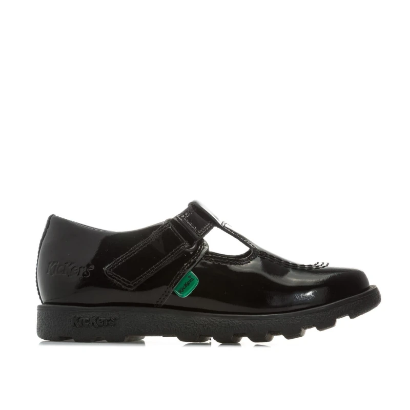 Image of Kickers Children Fragma T-Bar Patent Shoes - Black 10 child