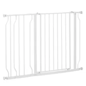 Image of PawHut Wide Dog Safety Gate, with Door Pressure, for Doorways, Hallways, Staircases - White