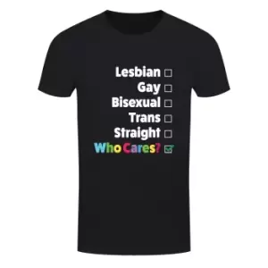 Image of Grindstore Mens Lesbian, Gay Who Cares T-Shirt (S) (Black/White)