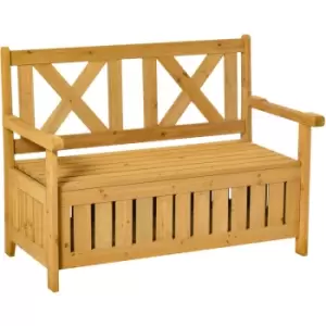 Image of Outsunny Wood Storage Garden Bench for Patio Outdoor Seating Tools Organizer - Yellow