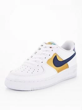 Image of Nike Junior Air Force 1 Low Lv8 Trainers - White/Blue, Size 4