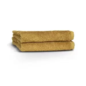 Image of The Linen Yard Loft Woven Combed Cotton 2 Pack Face Cloths Ochre