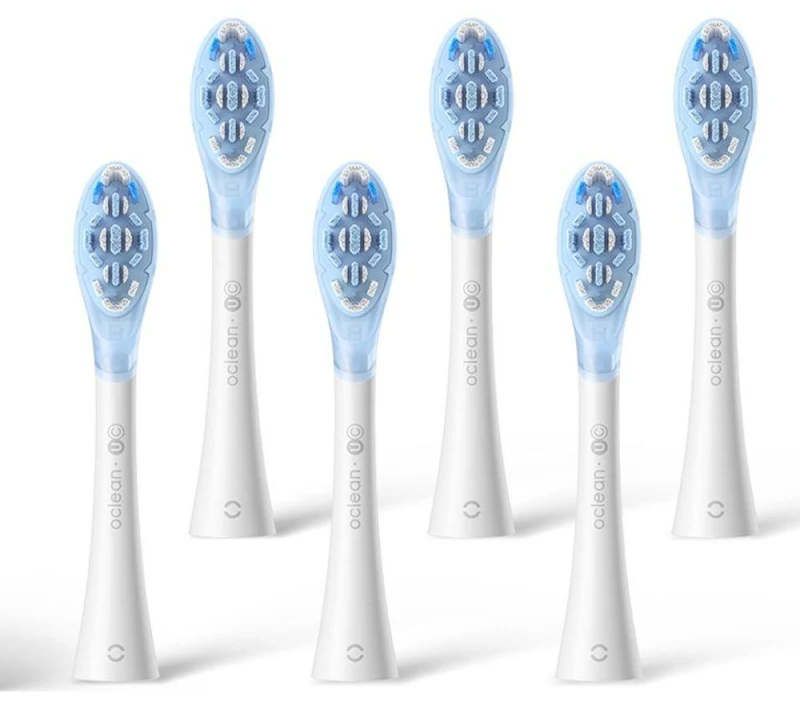 Image of OCLEAN C04000383 Replacement Brush Heads - Pack of 6, White & Blue 6970810556926