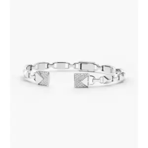 Image of Michael Kors Womens Semi-Precious Sterling Center Back Hinged Cuff - Silver
