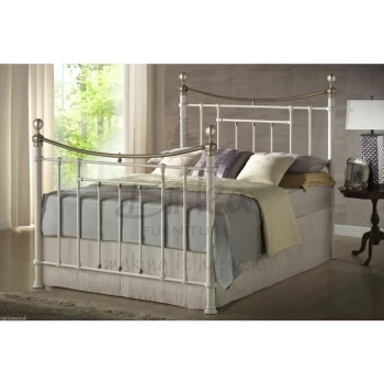 Image of Birlea - Bronte Kingsize Bed - 5ft 150cm - Victorian Style Metal Bedstead - Cream
