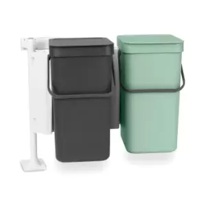 Image of Brabantia Sort and Go Built in Bin 2 x 12L Jade Green Grey MultiColoured