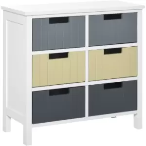 Image of Homcom - 6 Drawer Storage Tower, Dresser Chest with Wood Top, Organizer Unit for Closets Bedroom Nursery Room Hallway