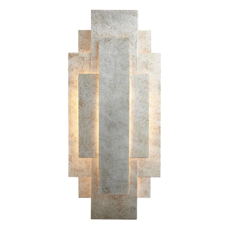 Image of Loops Antique Silver Leaf Panel Wall Light Fitting - Twin G9 LED - Decorative Sconce Metallics