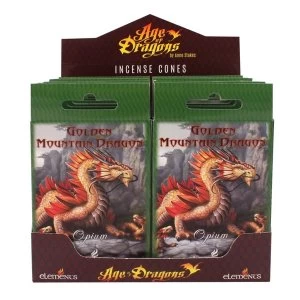 Image of Pack of 12 Golden Mountain Dragon Incense Cones by Anne Stokes