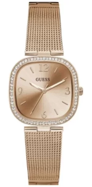 Image of Guess TAPESTRY Womens Square Dial Rose Gold Stainless Steel Watch