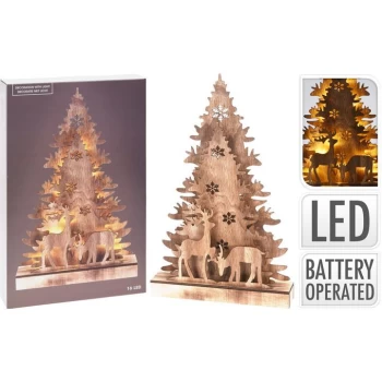 Image of The Spirit Of Christmas Xmas Tree Scene - LED Wooden