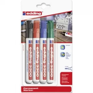 Image of Edding edding 3300 4-3300-4 Permanent marker Blue, Green, Red, Black waterproof: Yes