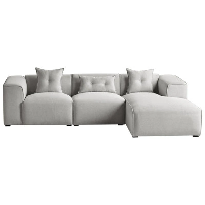 Image of Beliani Corner Sofa 3 Seater Dolva Fabric Light Grey Left Hand