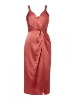 Image of Jill Jill Stuart V neck knot front midi dress Pink