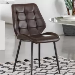 Image of Set of 2 Mesa Faux Leather Dining Chairs Brown