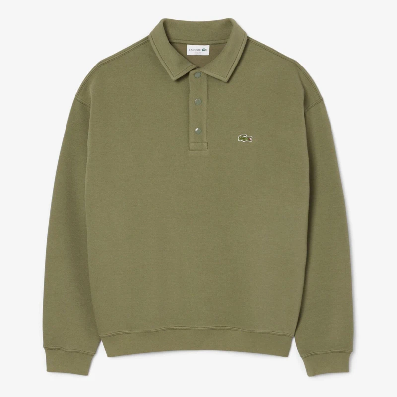 Image of Lacoste Loose-Fit Pique Sweatshirt Green male XS