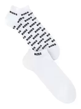 Image of BOSS Bodywear 2 Pack Print/plain Trainer Sock, White, Size 43-46, Men