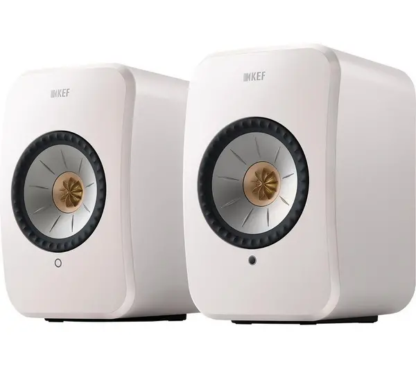 Image of KEF AUDIO LSX II Wireless Multi-room Bookshelf Speakers - Mineral White 637203047824