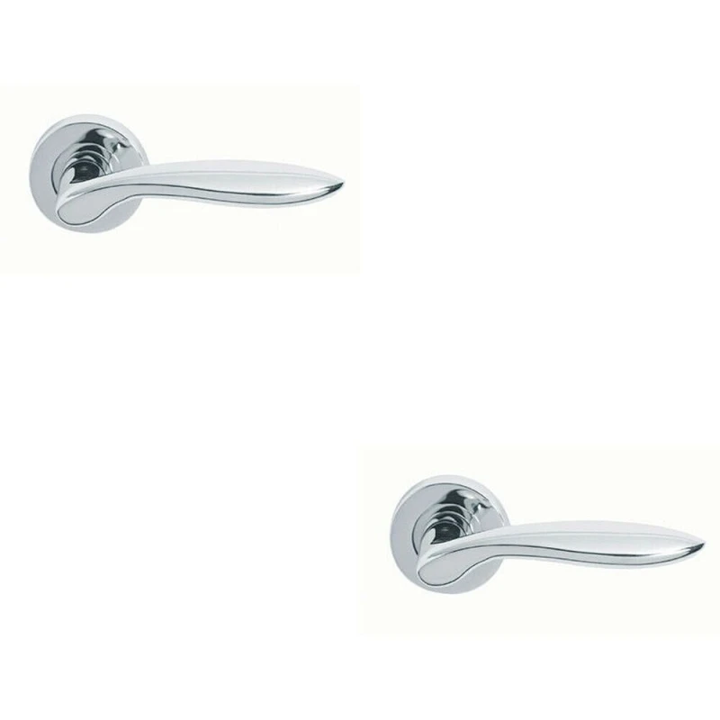 Image of Loops 2x PAIR Smooth Ergonomic Handle on Round Rose Concealed Fix Polished Chrome Multi