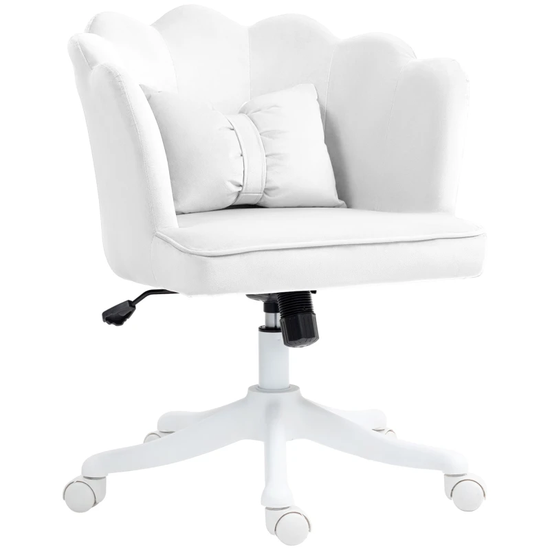 Image of HOMCOM Armless Desk Chair Home Office Chair w/ Wide Seat Tilt Function White White