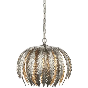 Image of Endon Collection Lighting - Endon Delphine Decorative Silver Layered Leaf Ceiling Pendant Light