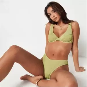 Image of Missguided Crinkle Underwire Bikini Top - Green