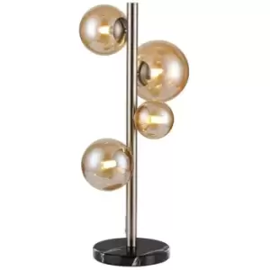 Image of Luminosa Marshall Table Lamp, 4 Light G9, Satin Nickel, Amber Plated Glass