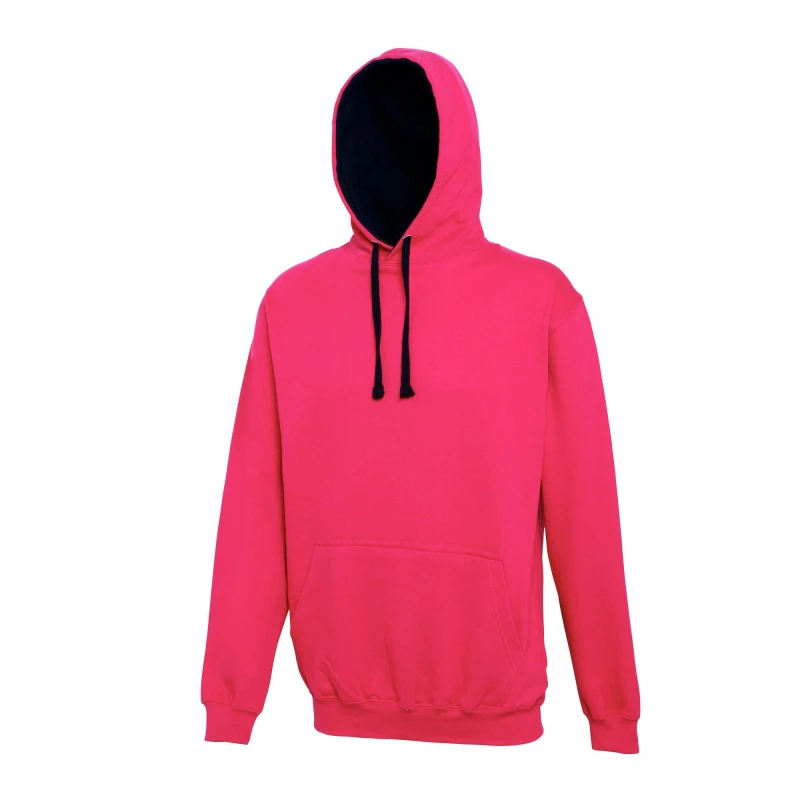 Image of AWDis AWDis Men Varsity Hooded Sweatshirt Hoodie in Baby Pink Size: X-Small Baby Pink XS Male 5054171853496