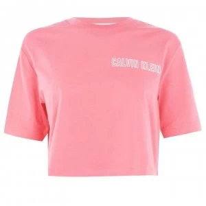 Image of Calvin Klein Performance Cropped Short Sleeve T Shirt - 607 Claret Red