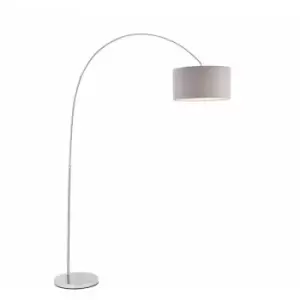 Image of Loops - Floor Lamp Light Chrome & Grey Fabric 40W E27 Standing Base & Shade