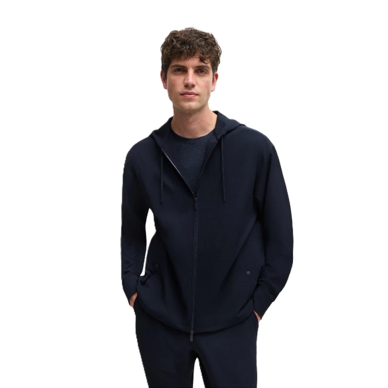 Image of Boss Mens P Olson Hood Pac Long Sleeve Oxford Shirt Dark Blue male L