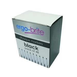 Image of Ergo-Brite Drywipe Marker Rubber Grip Black Pack of 48 JN10110