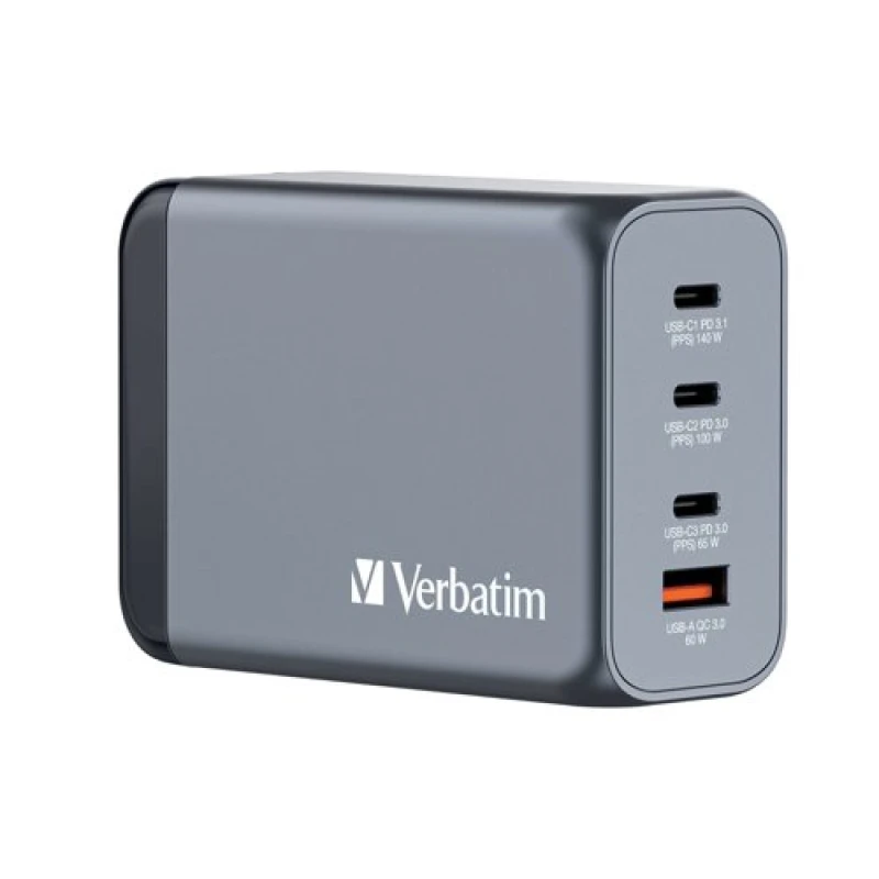 Image of Verbatim GNC-240 GaN Charger 240W with 1 x USB-C 140W /1 x USB-C 100W
